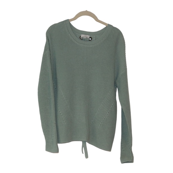 Lucky Brand Pullover Chunky Knit Sage Green Tie Back Medium Sweater *NWOT* Boho - Picture 3 of 9